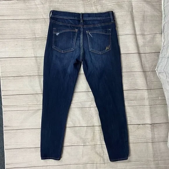 Express women 8 cotton blend mid rise distressed cropped legging blue - Picture 8 of 10